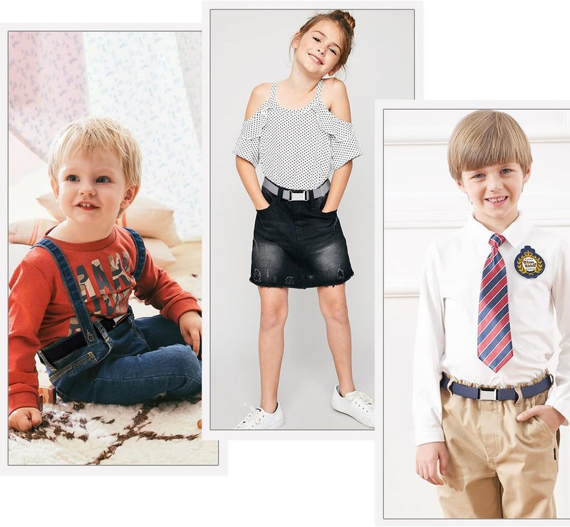 Jas. Good Kids Toddler Belt Elastic Stretch Adjustable Belt for Boys and Girls with Silver Square Buckle 2 Pack - Image 3